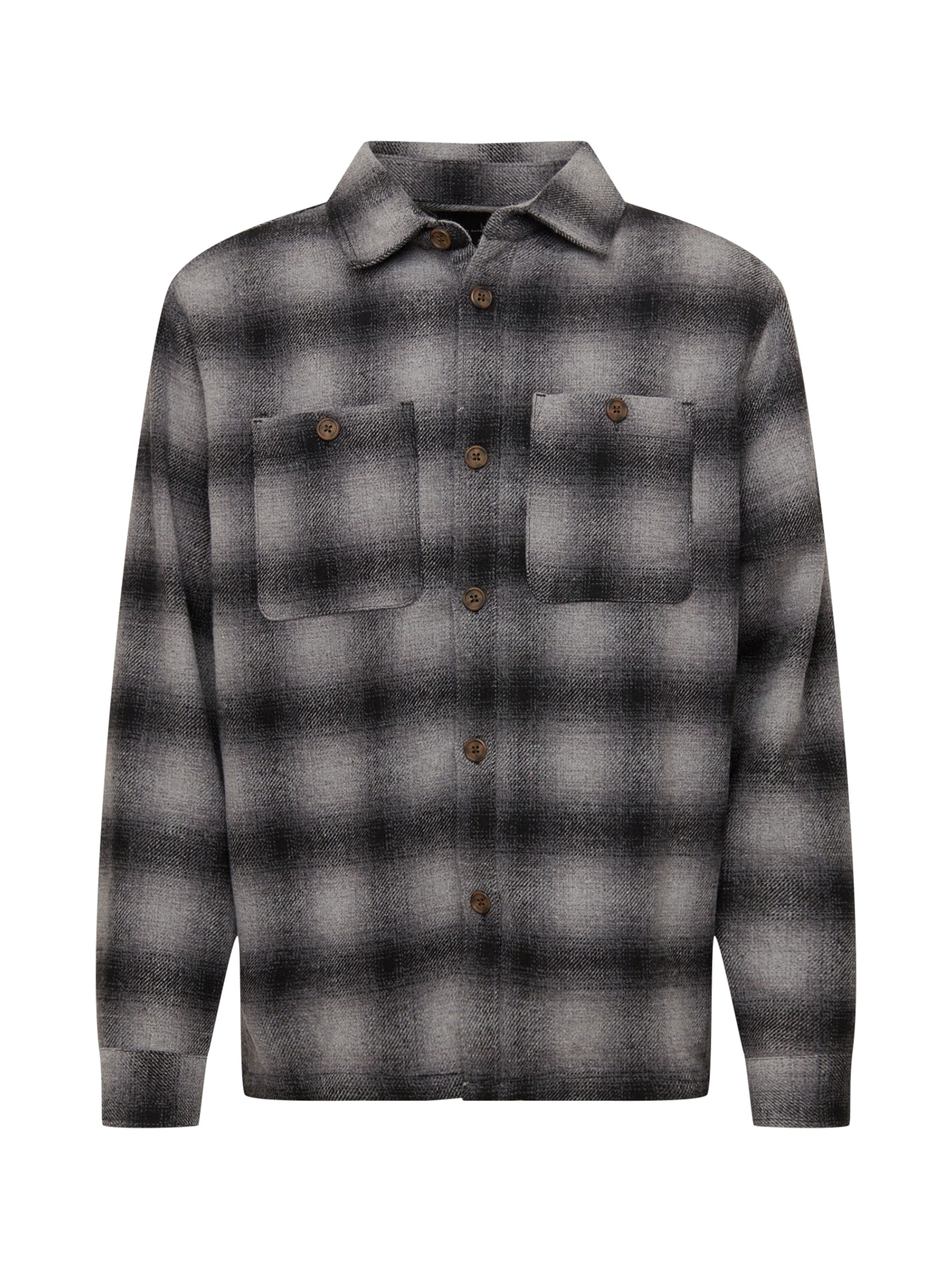 COTTON ON Men's Heavy Overshirt Black Gray Check Large