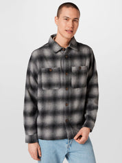 COTTON ON Men's Heavy Overshirt Black Gray Check Large
