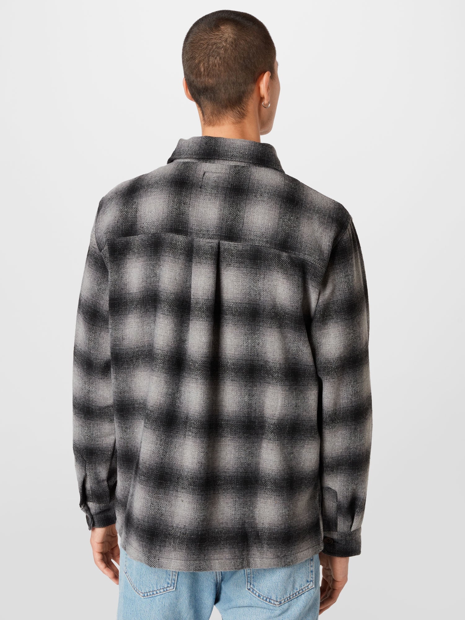 COTTON ON Men's Heavy Overshirt Black Gray Check Large
