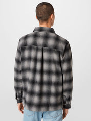 COTTON ON Men's Heavy Overshirt Black Gray Check Large