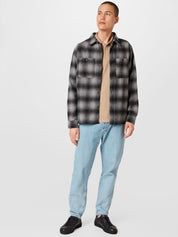 COTTON ON Men's Heavy Overshirt Black Gray Check Large