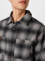 COTTON ON Men's Heavy Overshirt Black Gray Check Large
