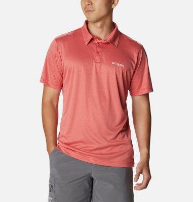 Columbia Mens Regular fit Short Sleeve Polo Shirt Large Pink