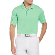 PGA TOUR Mens AirFlux Mesh Short Sleeve Polo Shirt Spring Bouquet Green Small