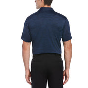 Pga Tour Men's Space Dye Texture Golf Short Sleeve Polo Shirt Blue Small