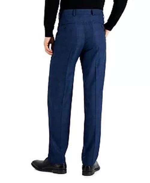Nautica Mens Modern fit 2 Piece Suit 36 S / 30 Waist Blue Plaid Stretch