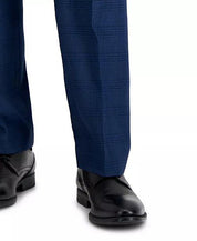 Nautica Mens Modern Fit 2 Piece Suit 46 R / 40 Waist Blue Plaid Plaid Stretch
