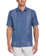 Cubavera Mens Linen Blend Yarn Dye Stripe Guayabera Shirt Blue 2XL