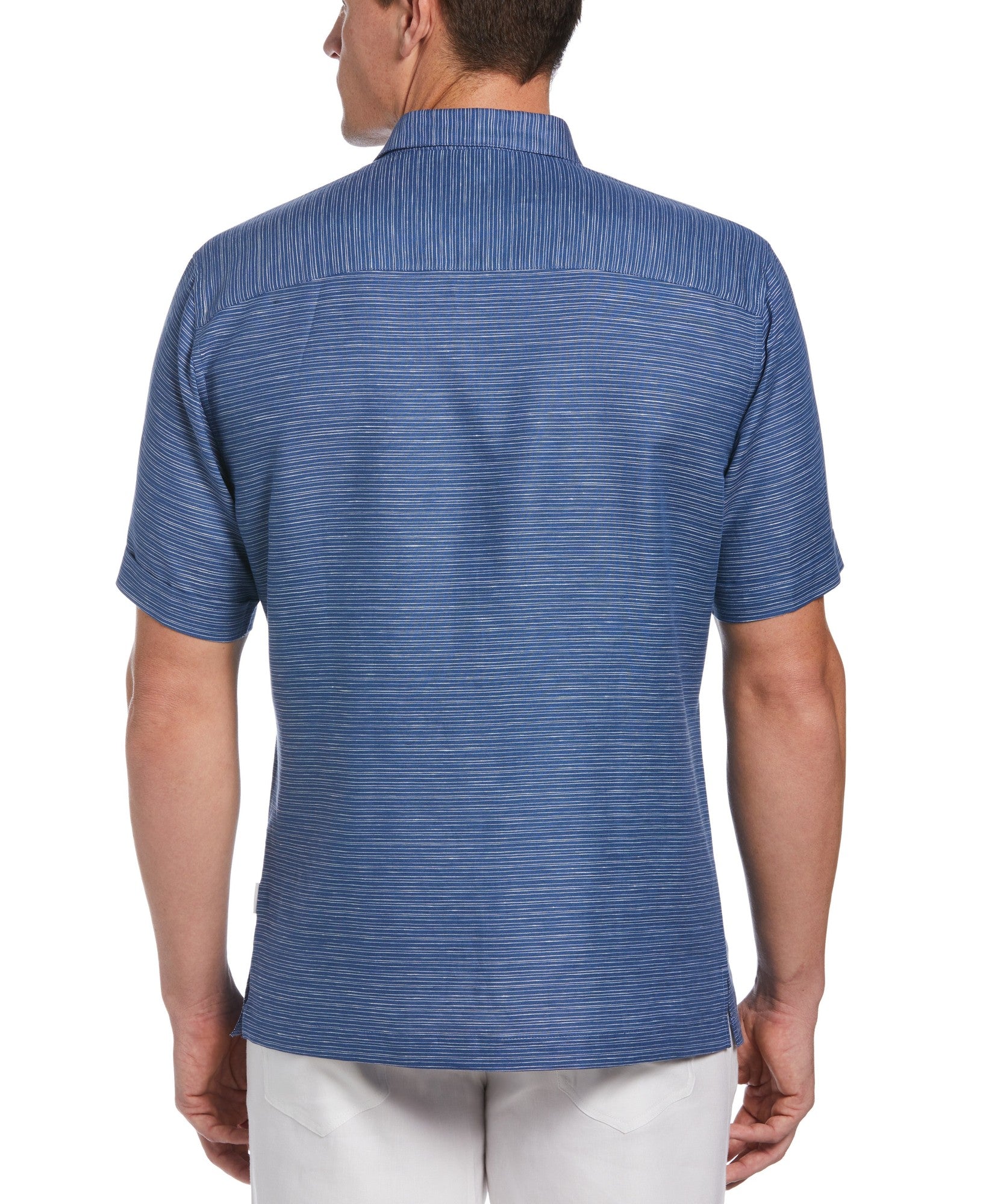 Cubavera Mens Linen Blend Yarn Dye Stripe Guayabera Shirt Blue 2XL