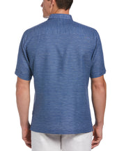 Cubavera Mens Linen Blend Yarn Dye Stripe Guayabera Shirt Blue 2XL