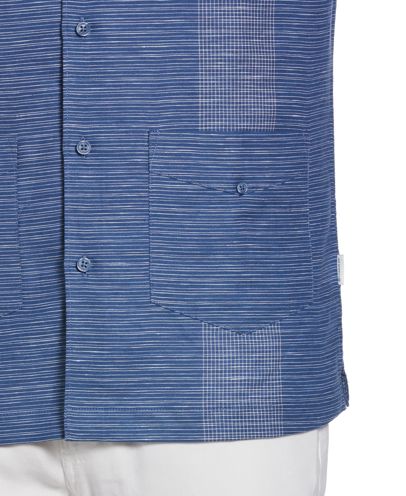Cubavera Mens Linen Blend Yarn Dye Stripe Guayabera Shirt Blue 2XL