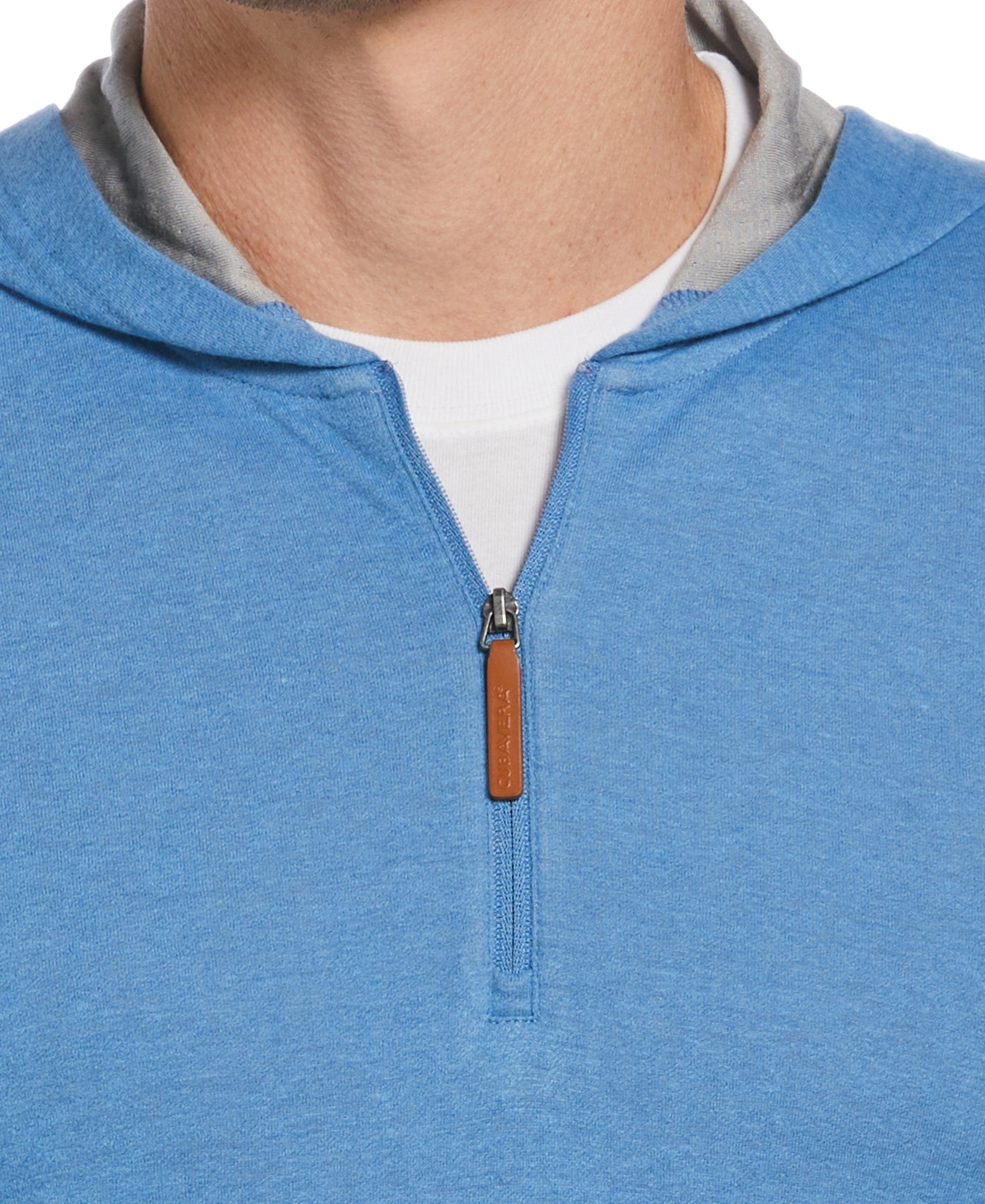 Cubavera Men's Heather Knit Hoodie Sweatshirt Federal Blue Large