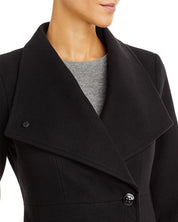 Calvin Klein Womens Stand Collar Walker Coat XS Black