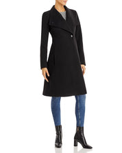 Calvin Klein Womens Stand Collar Walker Coat XS Black