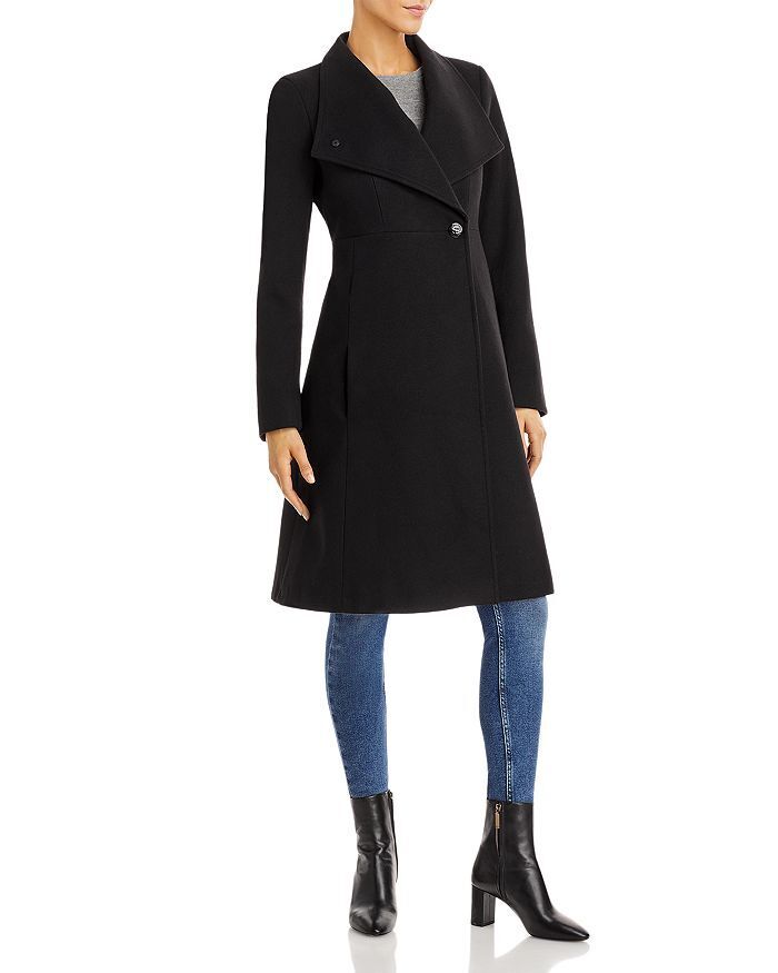 Calvin Klein Womens Stand Collar Walker Coat XS Black