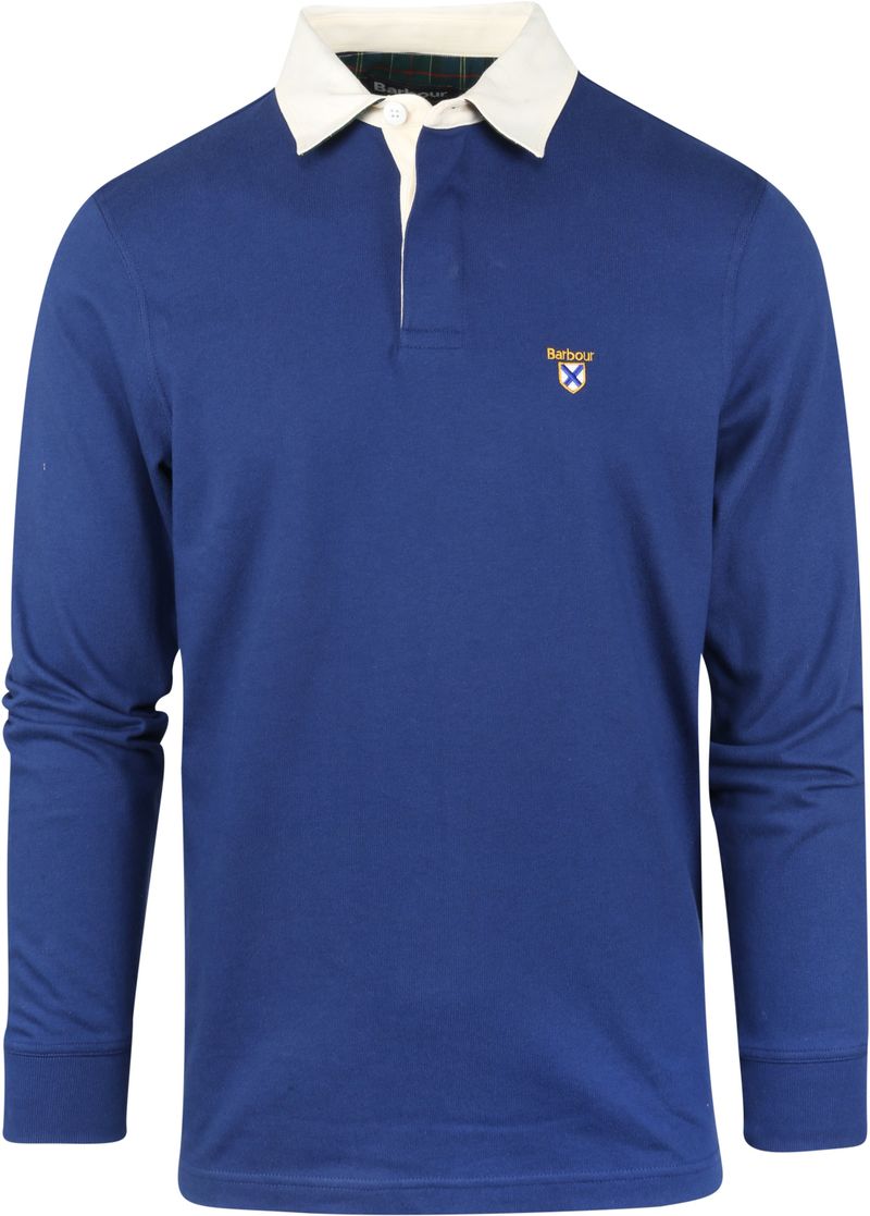 Barbour Mens Crest Rugby Long Sleeve Polo Shirt Deep Blue Large