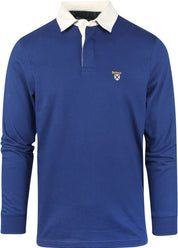 Barbour Mens Crest Rugby Long Sleeve Polo Shirt Deep Blue Large