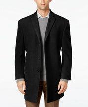 Calvin Klein Mens Slim fit Overcoat Coat 46 R Black Solid