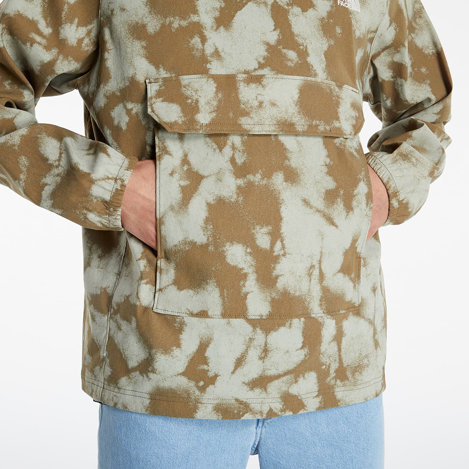 he North Face Men's Hoodie XL Military Olive Retro Dye Print Green