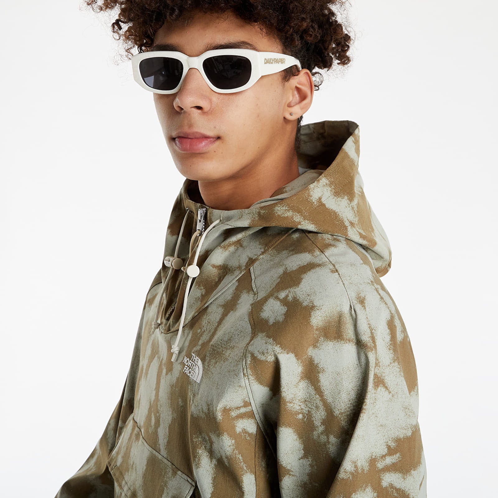 he North Face Men's Hoodie XL Military Olive Retro Dye Print Green