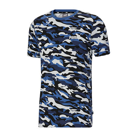Puma Men's Camo Short Sleeve T Shirt Blue Large