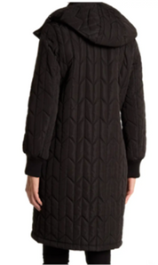 ANDREW MARC Womens Kiska Quilted Hooded Coat Black XS
