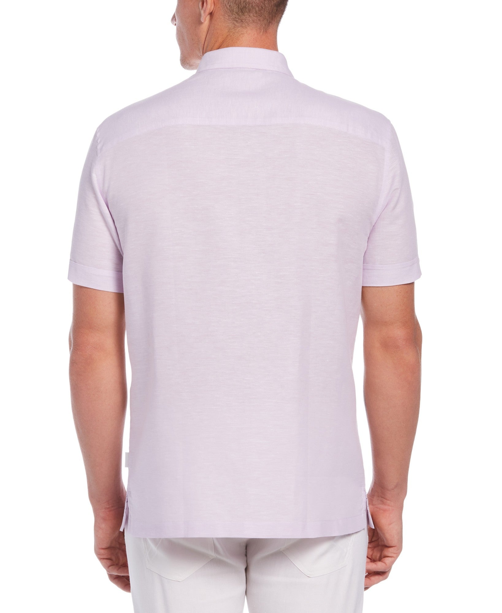 Cubavera Men's Pastel Lilac Tropical Embroidered Shirt Small