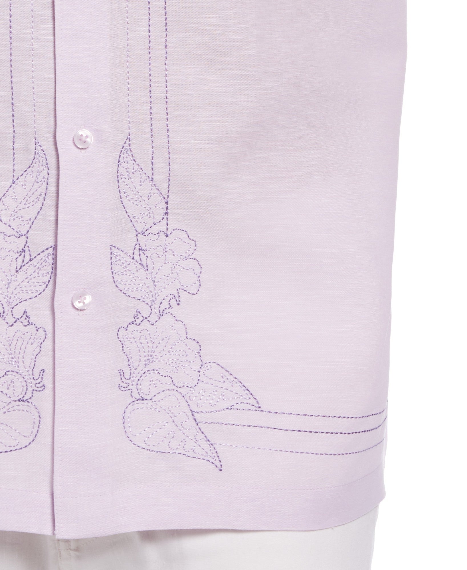 Cubavera Men's Pastel Lilac Tropical Embroidered Shirt Small