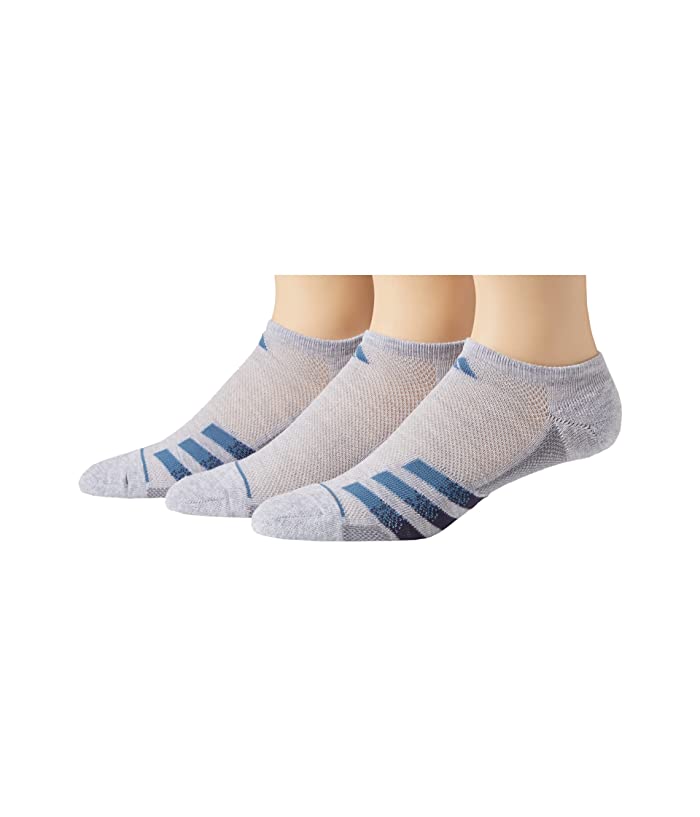 Adidas Mens 3 Pack Superlite Stripe No Show Socks Light Grey  Size 6 to 12