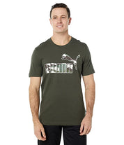 Puma Mens Printed Logo Short Sleeve T Shirt Green Large