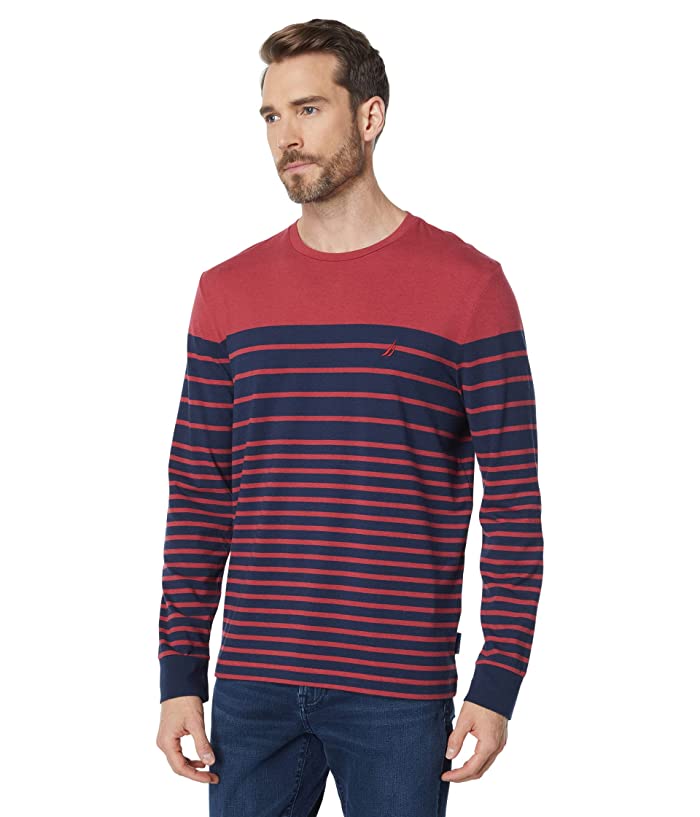 Nautica Navtech Striped Long Sleeve T-shirt Medium Red 2Xl