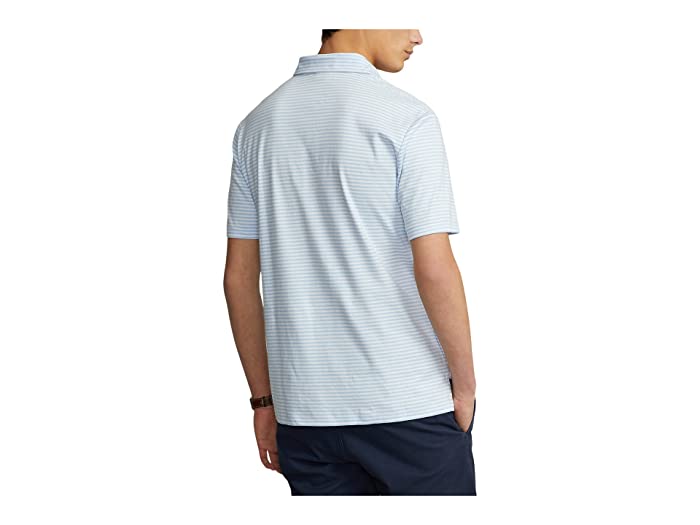 Polo Ralph Lauren Mens Custom Slim Fit Soft Cotton Polo Shirt Blue white 2XL