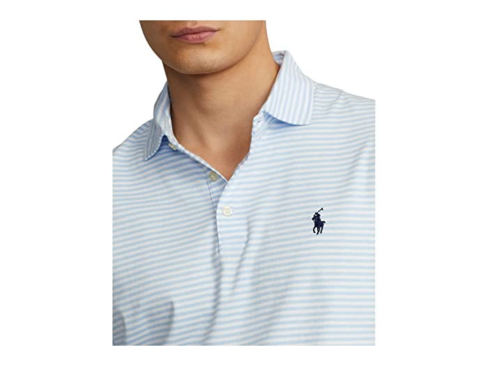 Polo Ralph Lauren Mens Custom Slim Fit Soft Cotton Polo Shirt Blue white 2XL