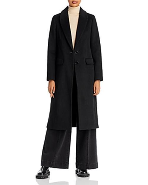 AQUA Women's Two Button Long Walker Coat Black Small