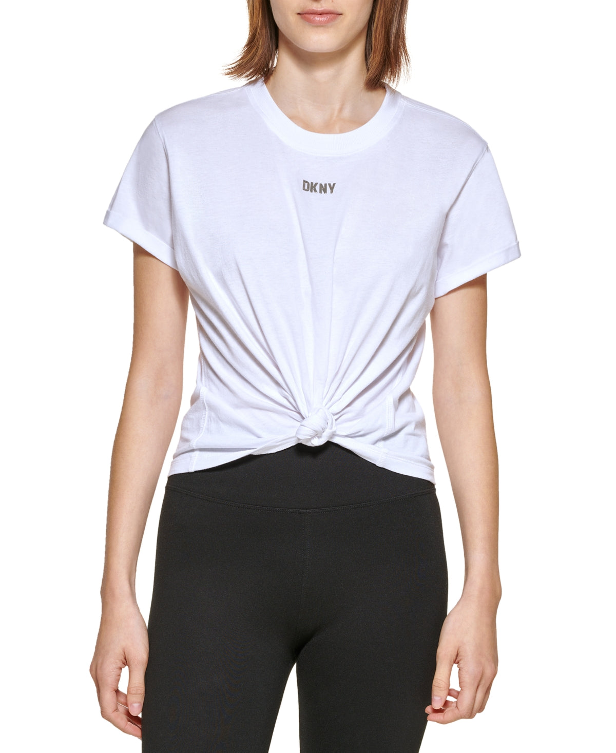 DKNY Sport Womens Regular fit Short Sleeve T-Shirt Shirt Large White Solid