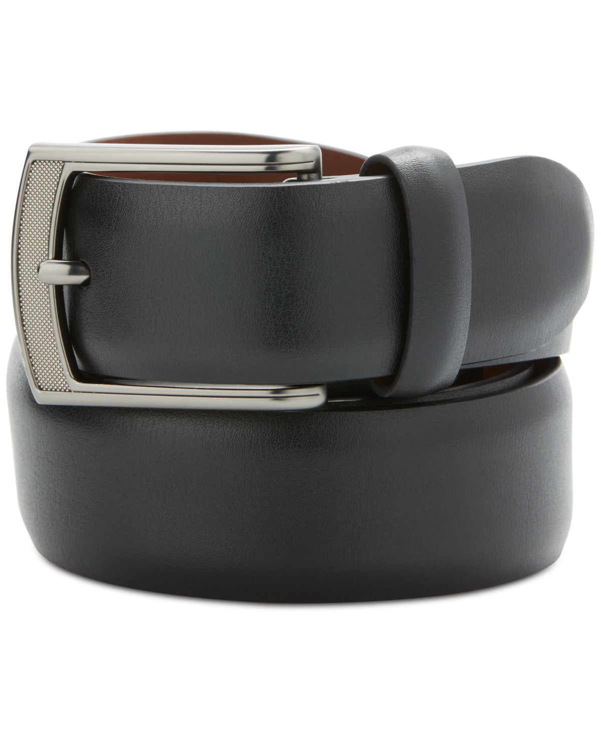 ORIGINAL PENGUIN Mens Reversible Edge Creased Bonded Leather Belt Black 34