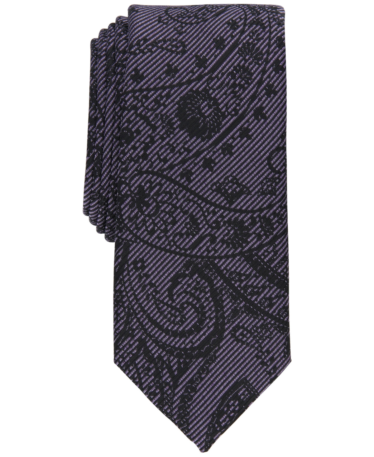 Alfani Men's Natei Paisley Tie Slim Design Purple Osfa Reg
