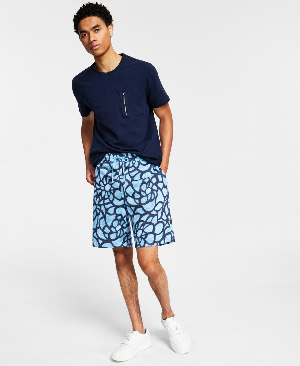 Inc International Concepts Men's Floral Sweat Shorts Medium Blue