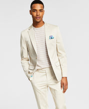 Bar Iii Mens Slim fit Suit Jacket Blazer 40 R Beige Solid Stretch