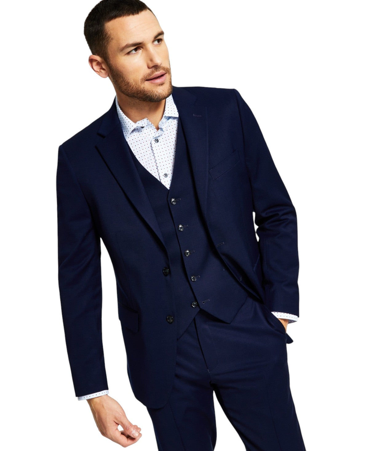 Tommy Hilfiger Mens Modern fit Suit Jacket Blazer 46 R Navy Blue Solid Stretch