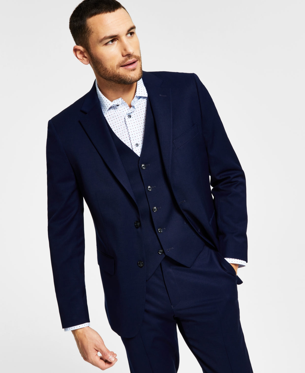 Tommy Hilfiger Mens Modern fit Suit Jacket Blazer 40 S Navy Blue Solid Stretch