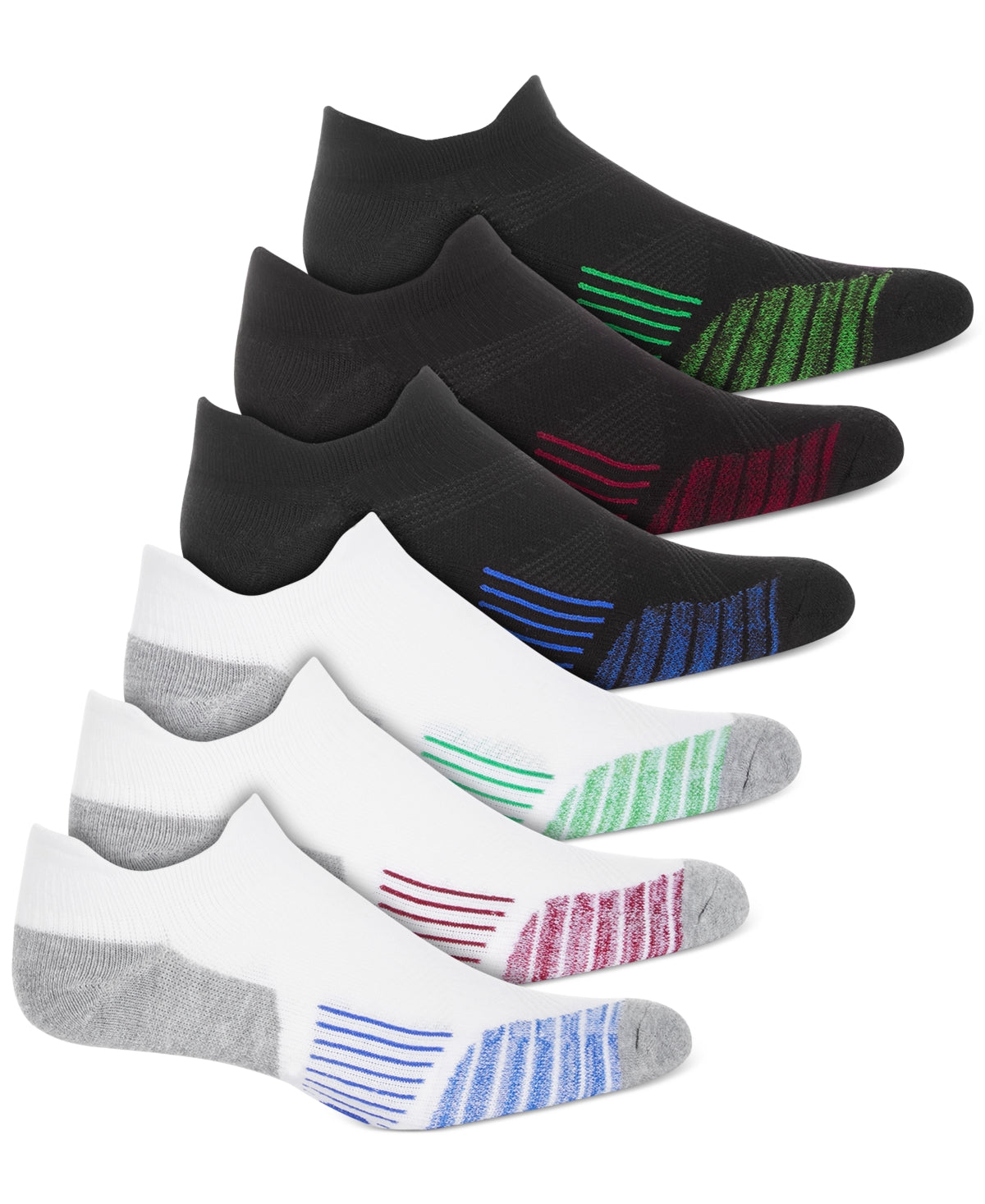 ID Ideology Men's 6-Pack Rapidry No-Show Socks White Black ONE SIZE