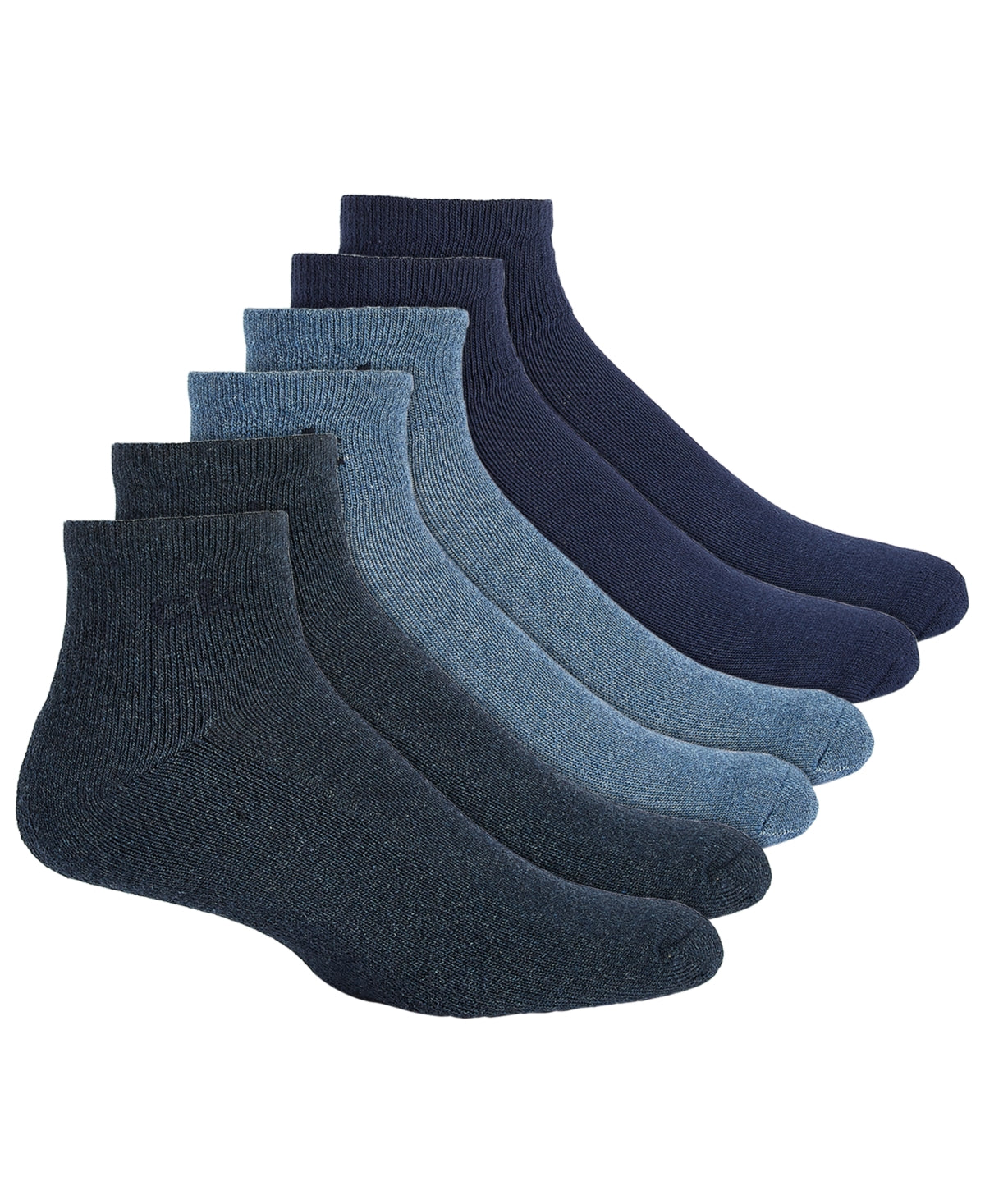 Calvin Klein Mens Athletic Quarter Length Socks 6pk Grey Blue 7-12