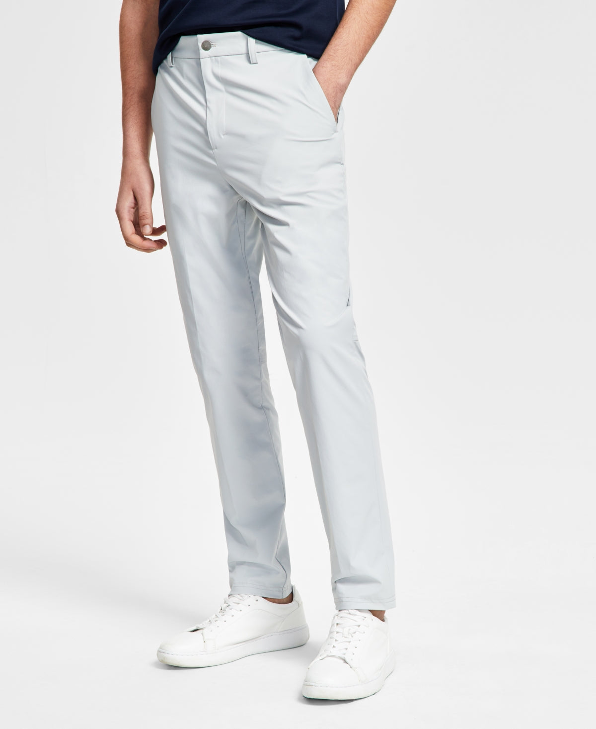 Calvin Klein Mens Slim Fit Solid Dress Pants Light Grey 34 x 30
