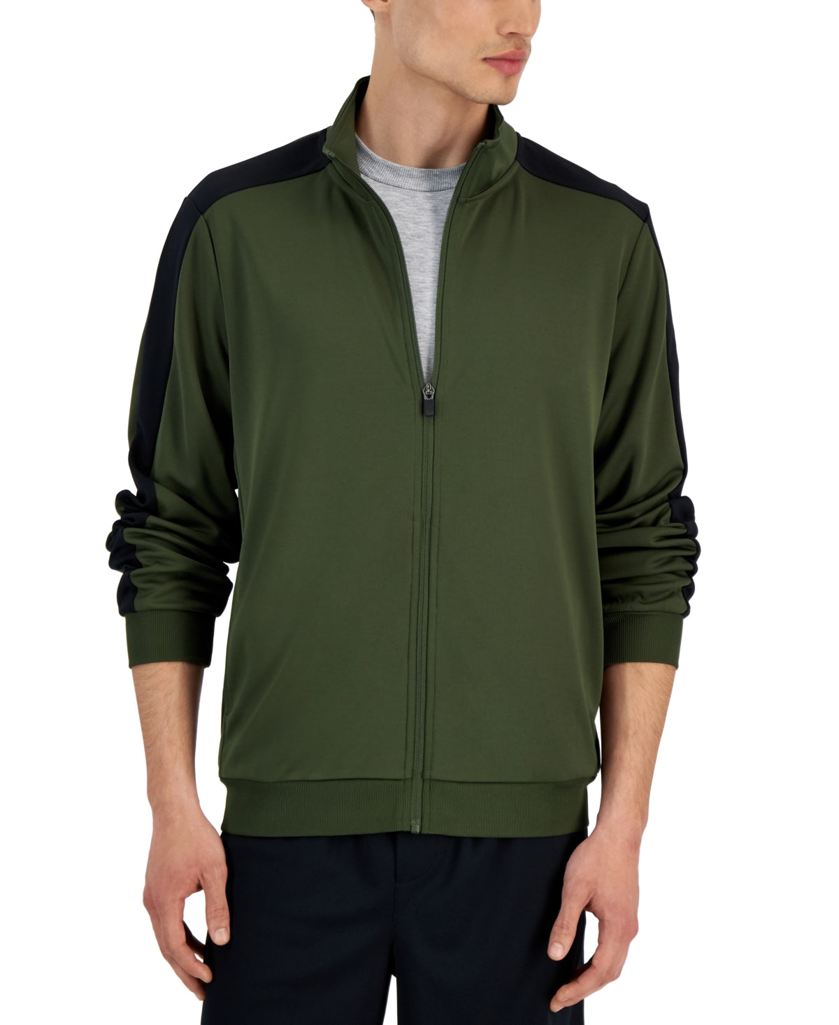 ID Ideology Men's Regular fit Knit Jacket Dark Green Medium