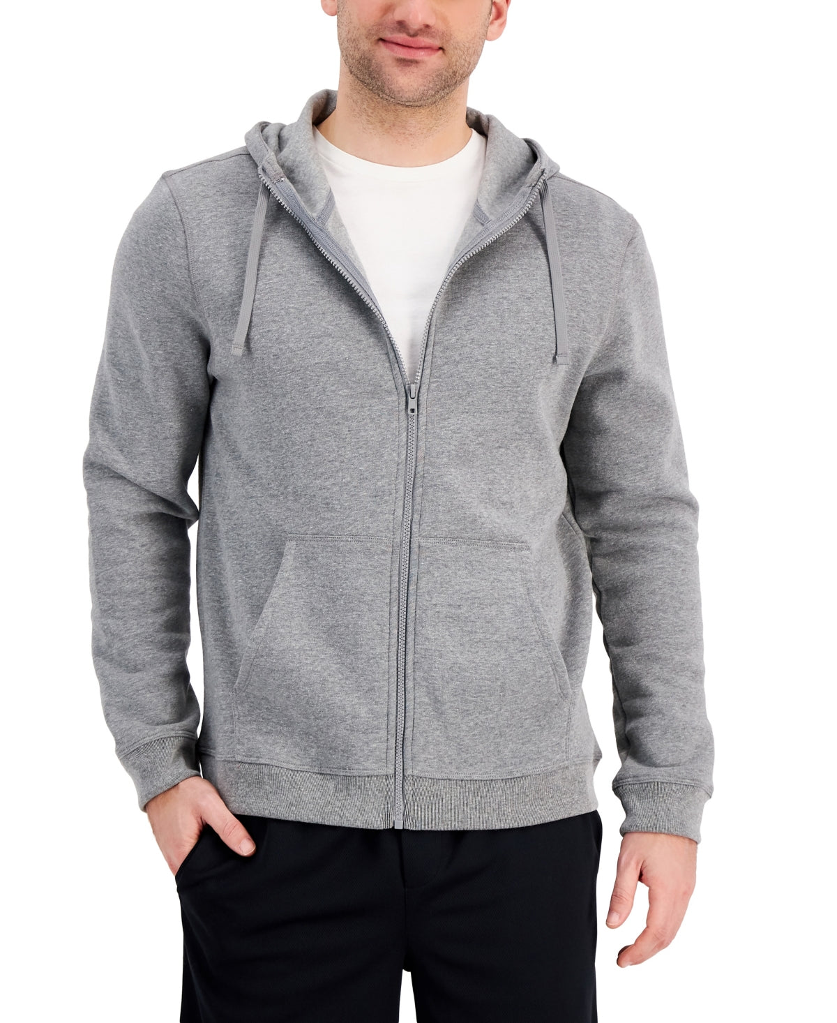 ID Ideology Men's Regular-Fit Solid Full-Zip Hoodie Sweatshirt Small Grey