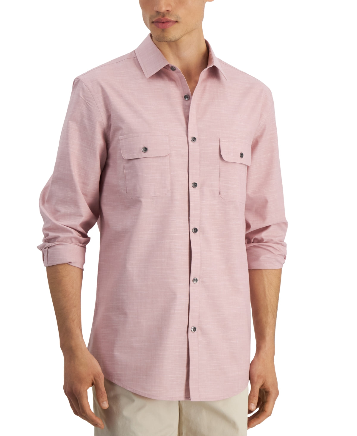 Alfani Men's Regular-Fit Button Down Shirt Mauve Cloud 2XL