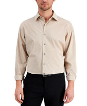 Alfani Mens Mini Plaid Button Down Dress Shirt Tan 18-18.5 / 34-35