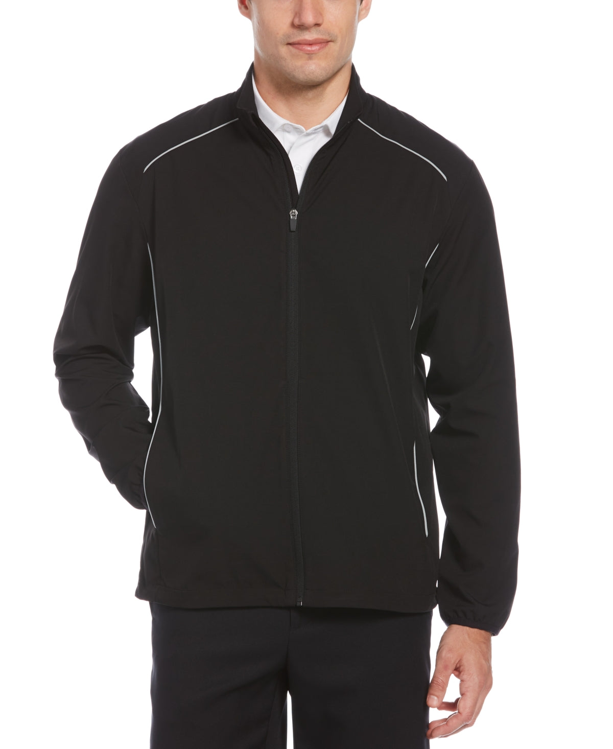 P.G.A. Tour Men's Black Performance Stretch Zip up Jacket Caviar Black Small