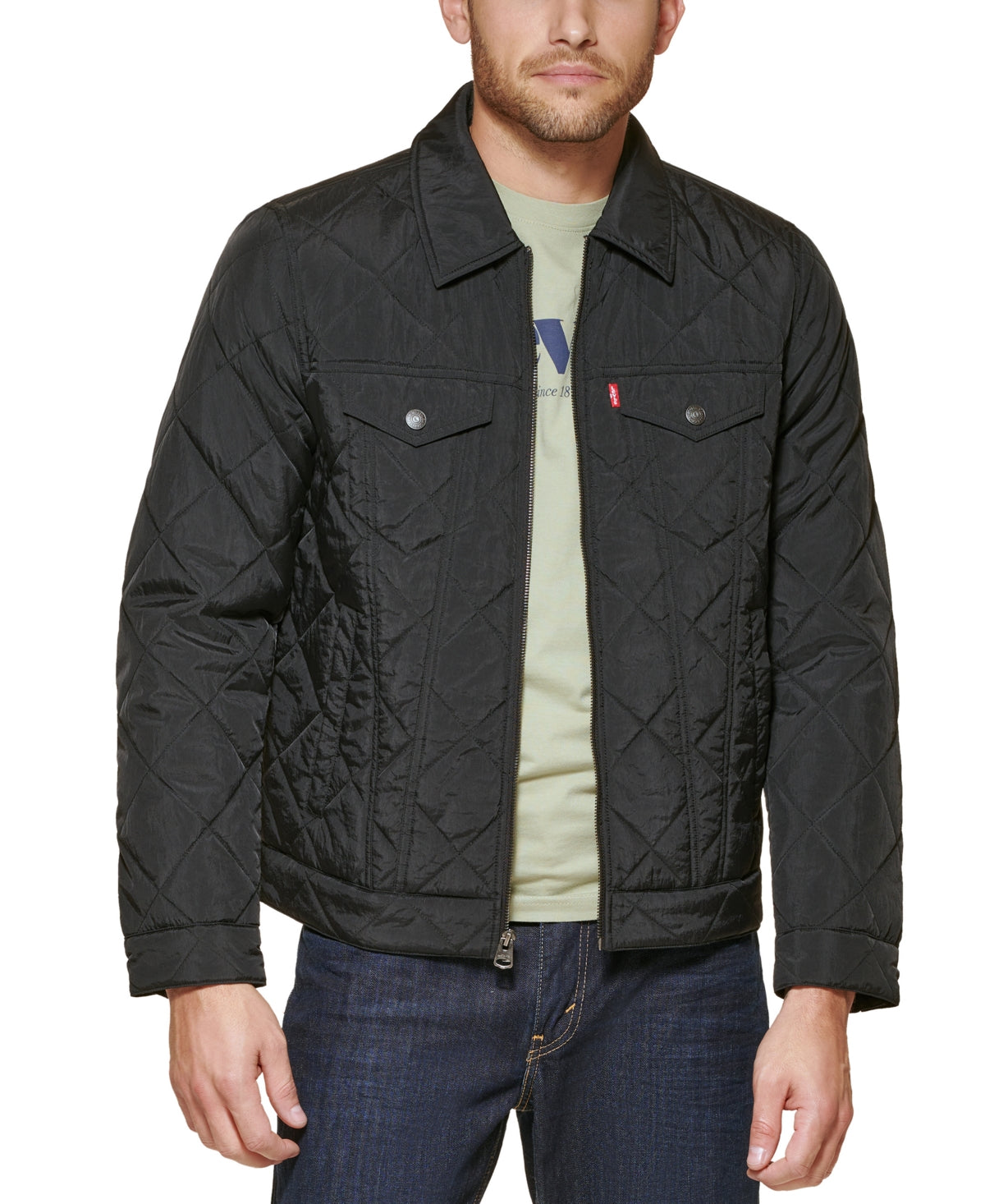 Levi's Men's Quilted Trucker Jacket  Black Medium